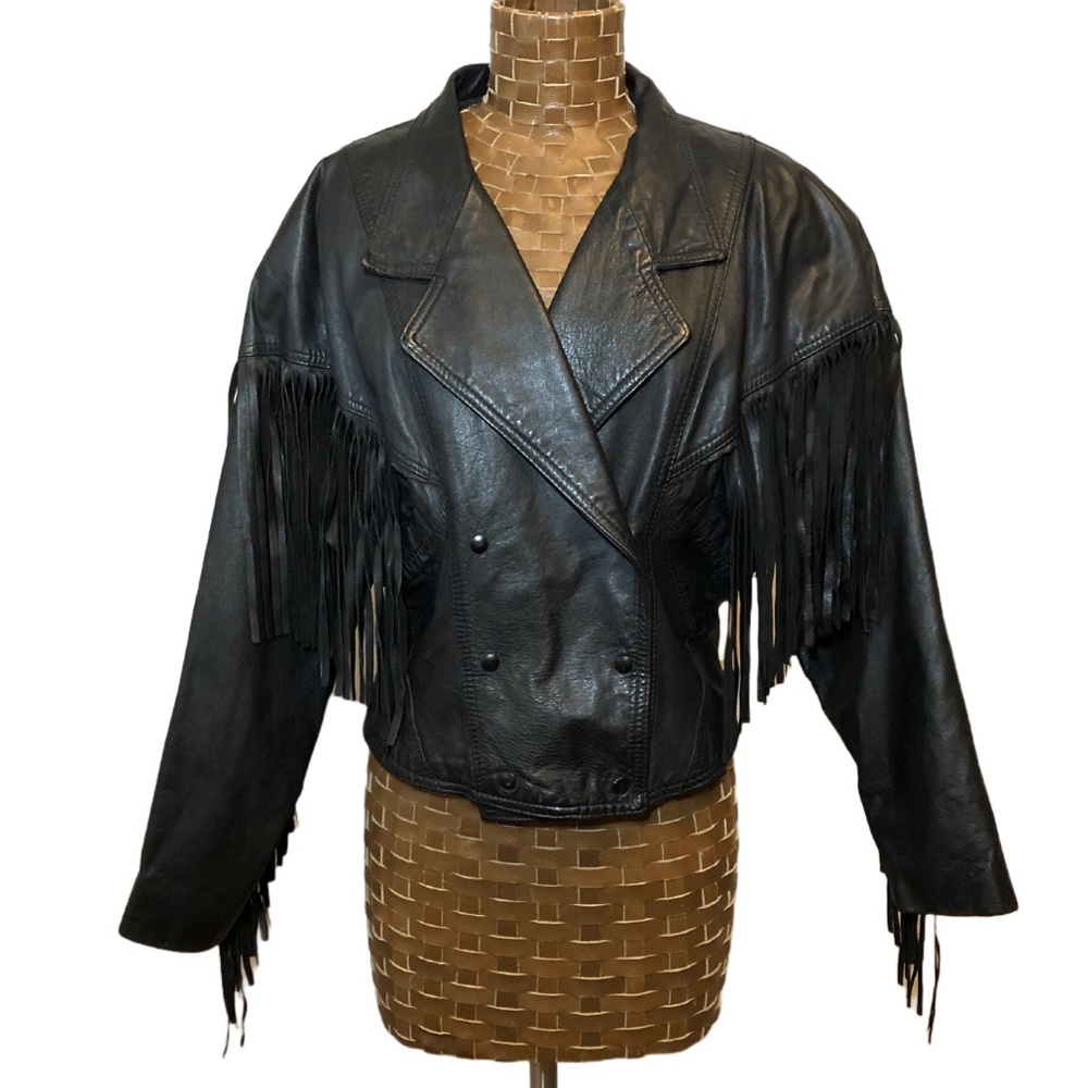 Vintage 70’s Cropped Leather Fringed Jacket - Picture 3 of 17